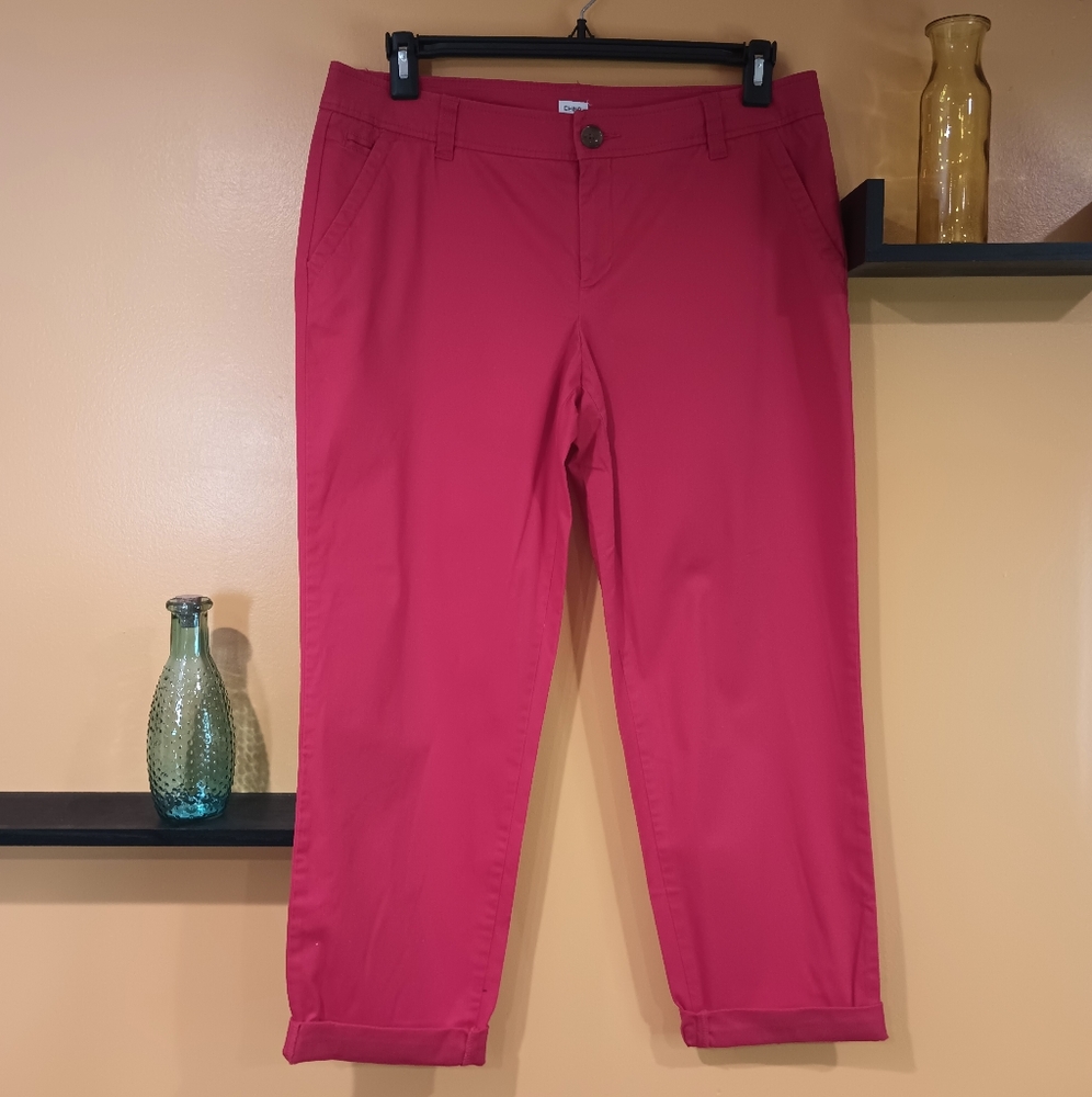 Liz Claiborne Red Chino Cropped Pants Size 12 - Picture 2 of 11